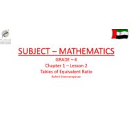 درس Tables of Equivalent Ratio الرياضيات المتكاملة الصف السادس - بوربوينت