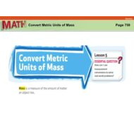 الرياضيات المتكاملة درس (Convert Metric Units of Mass) بالإنجليزي للصف الخامس مع الإجابات