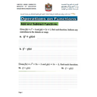 الرياضيات المتكاملة أوراق عمل (Operations and Functions) بالإنجليزي للصف الحادي عشر عام