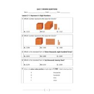 أوراق عمل QUIZ 1 REVIEW QUESTIONS الرياضيات المتكاملة الصف الثالث