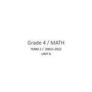 أوراق عمل Unit 8 الرياضيات المتكاملة الصف الرابع
