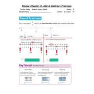 أوراق عمل Review Chapter 8 Add & Subtract Fractions الرياضيات المتكاملة الصف الخامس