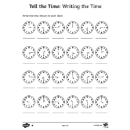 الرياضيات المتكاملة أوراق عمل (الوقت) بالإنجليزية للصف الثاني
