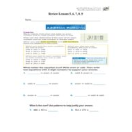 أوراق عمل Review Unit 2 Lessons 5- 6- 7- 8 -9 الرياضيات المتكاملة الصف الثالث