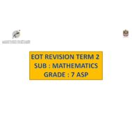 أوراق عمل Revision الرياضيات المتكاملة الصف السابع نخبة