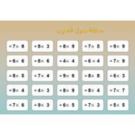 لعبة مسابقة جدول الضرب الصف الثالث مادة الرياضيات المتكاملة - بوربوينت