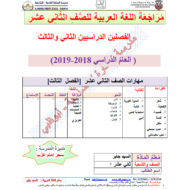 اللغة العربية أوراق عمل (مراجعة) للصف الثاني عشر