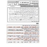 اللغة العربية أوراق عمل (الاختبار الأول) للصف السادس