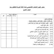 اللغة العربية الاختبار التشخيصي للصف التاسع