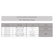 اللغة العربية البرمجة الزمنية لاختبارات الكتابة ومهارة الاستماع (2018-2019) للصف الأول - الثاني عشر