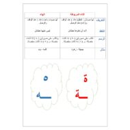 اللغة العربية ورقة عمل (التمييز بين ما بين التاء المربوطة والهاء) للصف الثاني