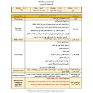 الخطة الدرسية اليومية حرف العين والغين اللغة العربية الصف الأول
