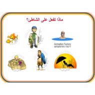اللغة العربية بوربوينت (أفعال على الشاطئ) لغير الناطقين بها للصف الثالث
