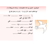 اللغة العربية بوربوينت أوراق عمل (التاء المفتوحة والتاء المربوطة) للصف الثاني