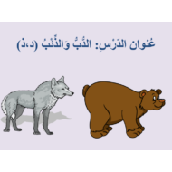 اللغة العربية بوربوينت درس (الدب و الذئب - د،ذ) لغير الناطقين بها للصف الأول