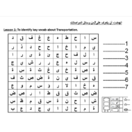 اللغة العربية بوربوينت ورقة عمل درس (وسائل المواصلات) لغير الناطقين بها للصف الثالث