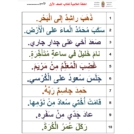 الخطة العلاجية لقراءة الجمل الصف الأول مادة اللغة العربية - بوربوينت