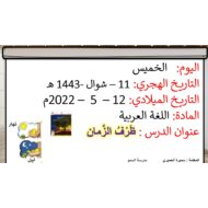 حل درس ظرف الزمان اللغة العربية الصف الأول - بوربوينت