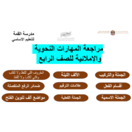 مراجعة المهارات النحوية والإملائية الصف الرابع مادة اللغة العربية - بوربوينت