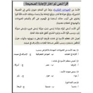 ورقة عمل الحيوانات المفترسة اللغة العربية الصف الثاني
