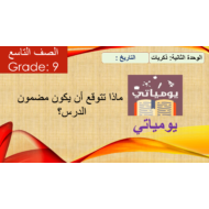 بوربوينت درس يومياتي لغير الناطقين بها للصف التاسع مادة اللغة العربية