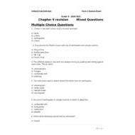 أوراق عمل Chapter 9 revision بالإنجليزي الصف الثامن مادة العلوم المتكاملة