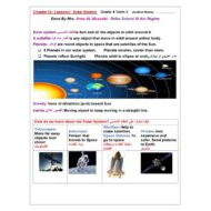 العلوم المتكاملة ملخص (Solar System) بالإنجليزي للصف الرابع