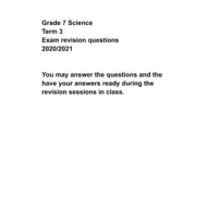Exam revision questions العلوم المتكاملة الصف السابع