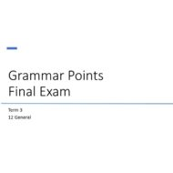 تدريبات Grammar Points Final Exam اللغة الإنجليزية الصف الثاني عشر - بوربوينت