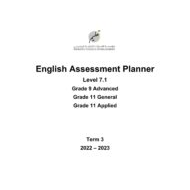 Assessment Planner اللغة الإنجليزية الصف التاسع Advanced والصف الحادي عشر General & Applied الفصل الدراسي الثالث 2022-2023