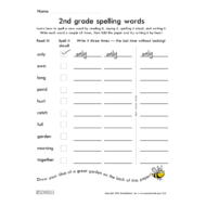 اللغة الإنجليزية ورقة عمل (Spelling words) للصف الثاني