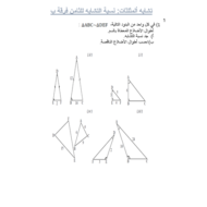 الرياضيات المتكاملة ورقة مراجعة (تشابه المثلثات) للصف الثامن