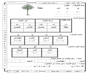 أنشطة إثرائية لحرف النون بمواضعة المختلفة وأشكاله والمدود