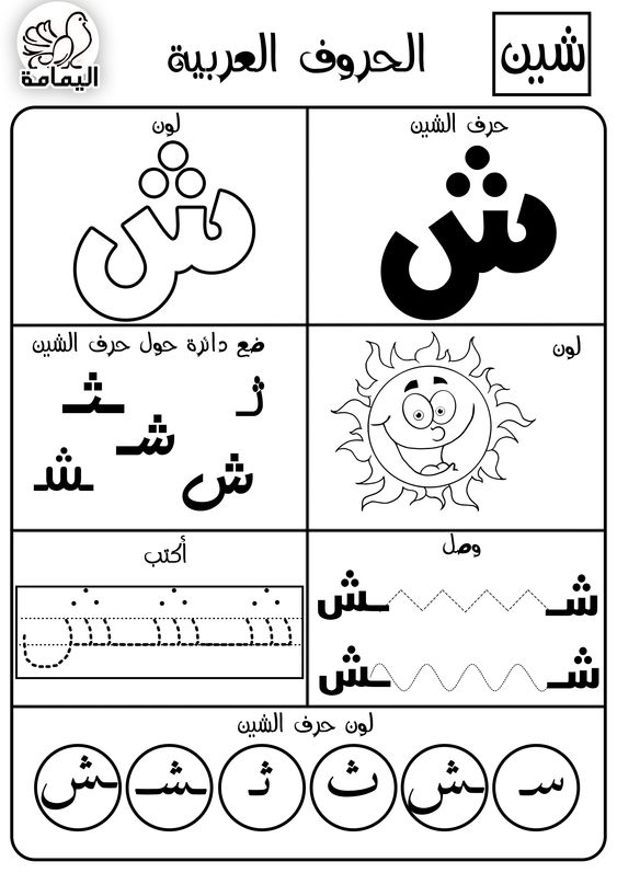 حرف الشين تدريبات متنوعة لتعليم الأطفال الحرف بطرق مختلفة