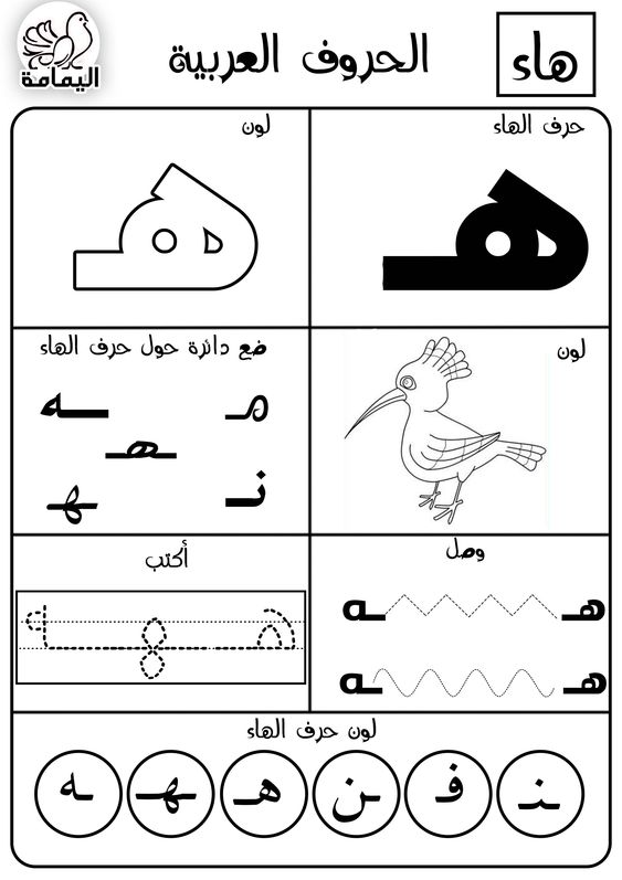 حرف الهاء تدريبات متنوعة لتعليم الأطفال الحرف بطرق مختلفة