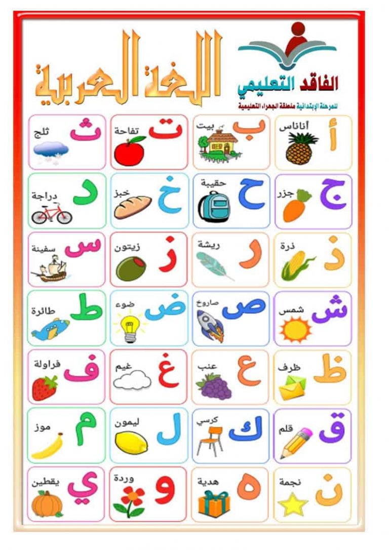 مذكرة الحروف العربية لتأسيس الأطفال على المهارات الأساسية