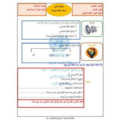 بطاقات التعلم الذاتي لمادة اللغة العربية للصف السادس  ( الفعل الماضي )