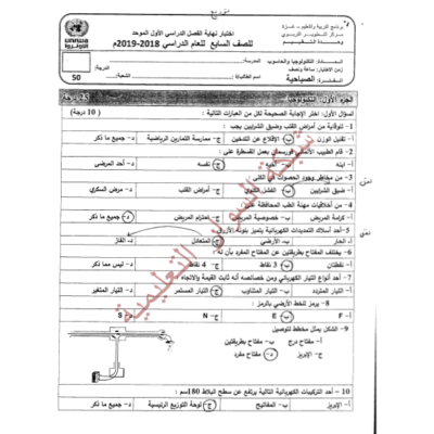 حلول إمتحانات التكنولوجيا والحاسوب وكالة سابع ف1