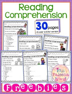 مذكرة تدريبات Reading Comprehension لتعليم القراءة
