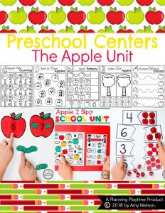 مذكرة preschool centers the apple unit لتعليم الحروف والارقام باللغة الانجليزية