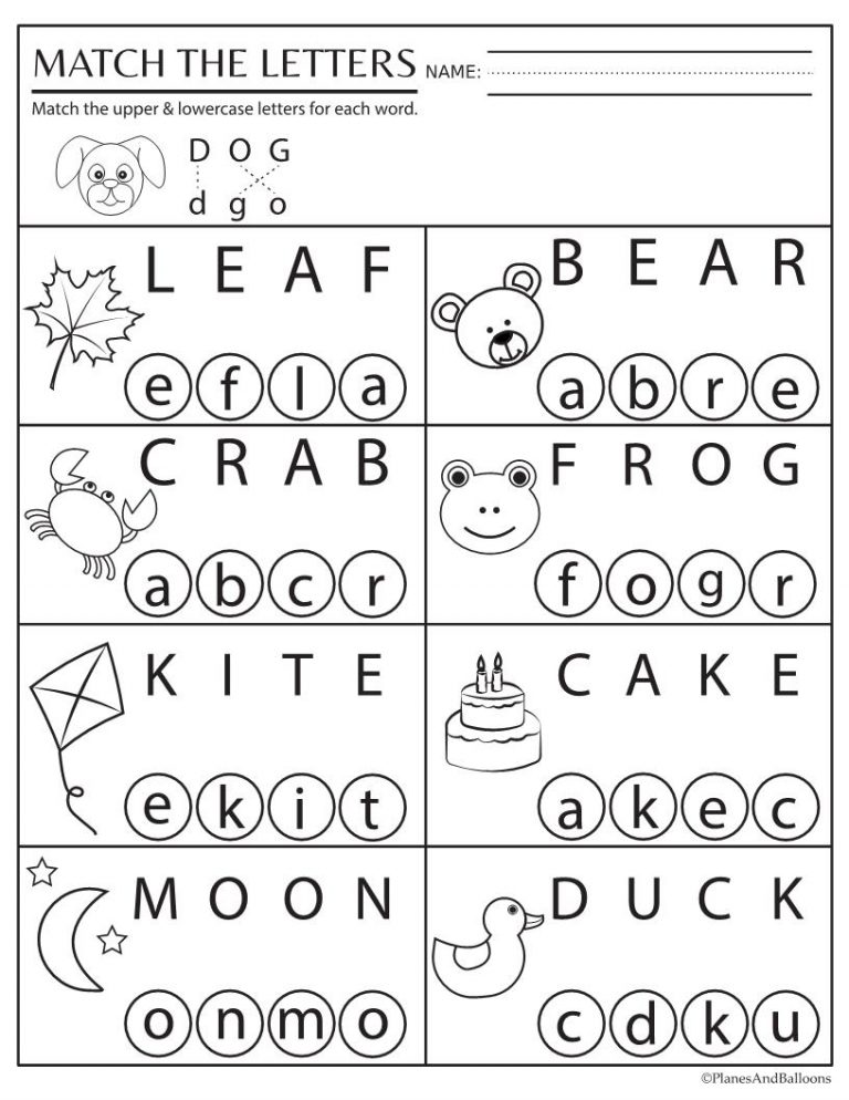 تدريبات Alphabet Worksheets Letter Match Printed