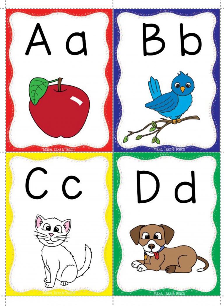 بطاقات تعليمية ملونه لتعليم الاطفال الحروف الانجليزية