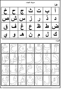 تدريبات متنوعة لتاسيس الاطفال بالحروف الهجائية العربية