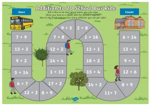 لعبة Addition Bus Board لتعليم الطلبة مضاعفات العدد