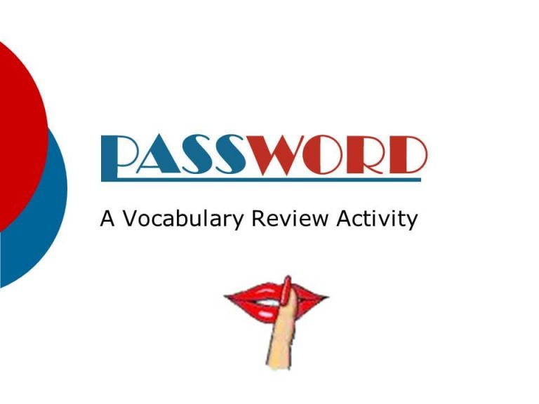 Password A Vocabulary Review Activity