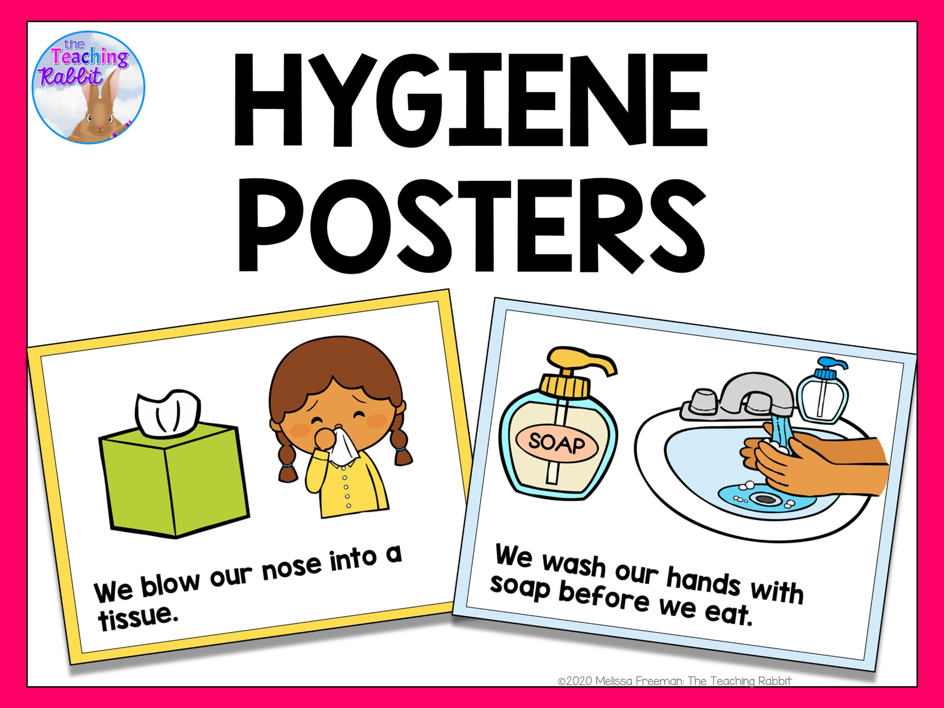 بطاقات ملونه Hygiene Posters لتعليم الاطفال النظافة