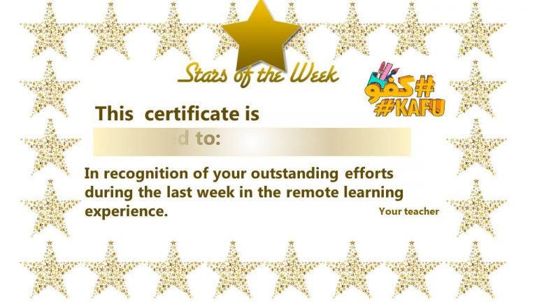 Certificate Star of the week Distance Learning