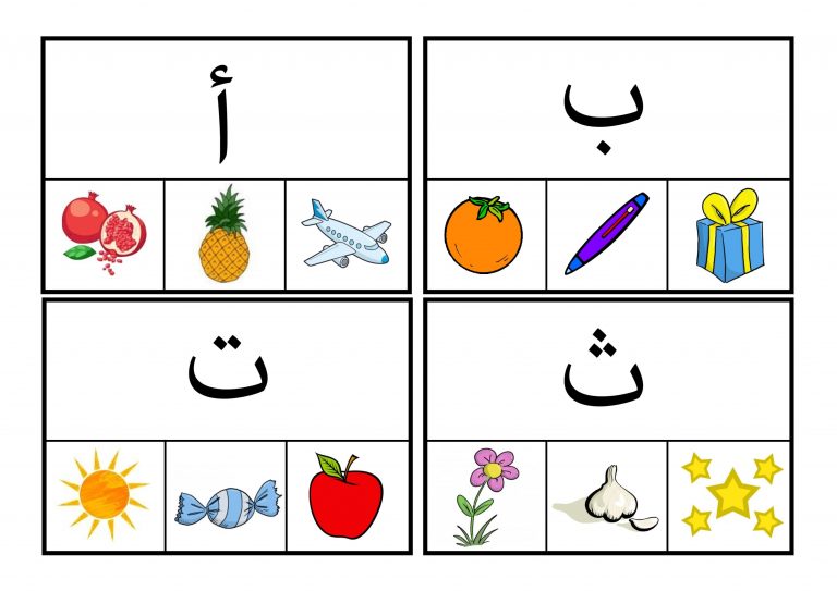بطاقات تمييز الحروف العربية لتعليم الاطفال بطريقة ممتعة