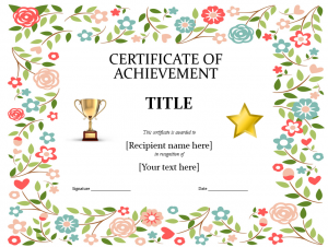 Certificate of Achievement شهادة إنجاز مصممة باللغة الإنجليزية