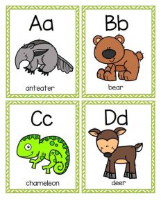 بطاقات تعليم الحروف الأبجدية الإنجليزية مع كلمات لكل حرف